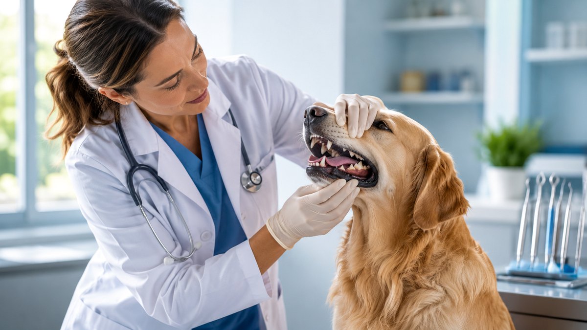 examen dentaire d’un chien chez le vétérinaire