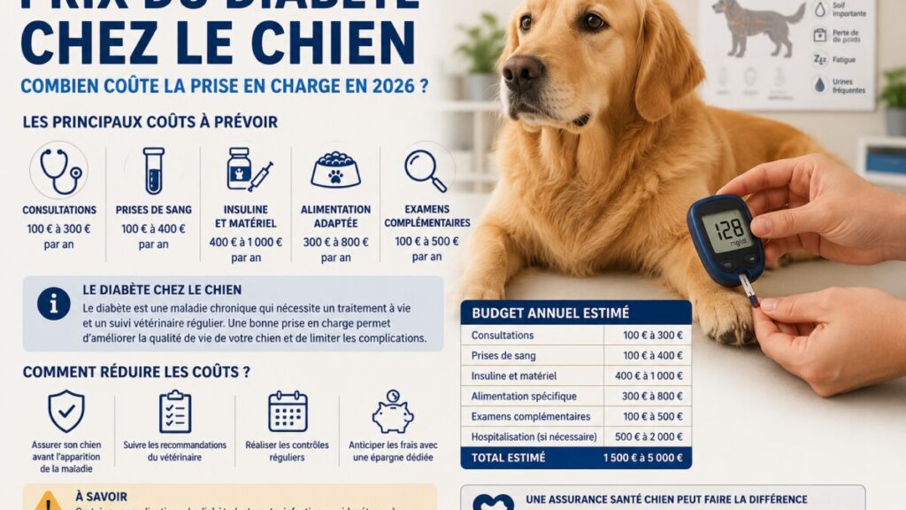 Prix du diabète chez le chien en 2026 : insuline et coût annuel