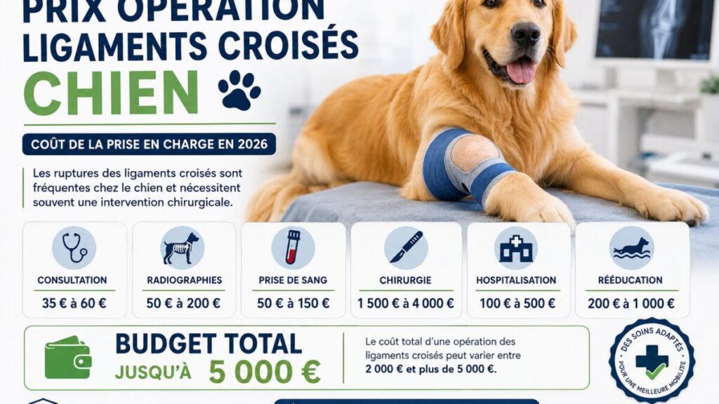 Prix d&rsquo;une opération des ligaments croisés chez le chien : combien coûte la prise en charge en 2026 ?