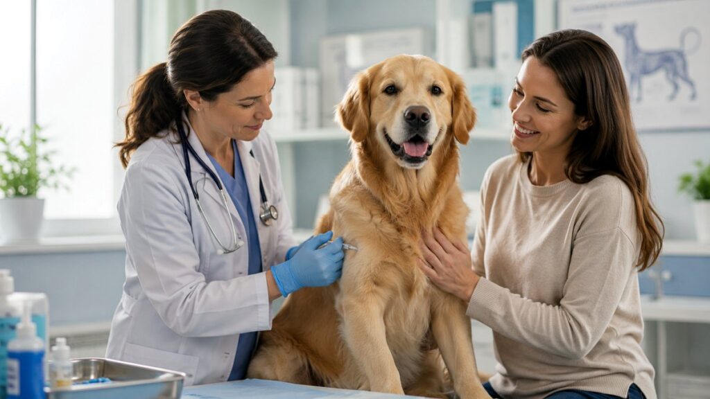 chien examiné par un vétérinaire avant une stérilisation