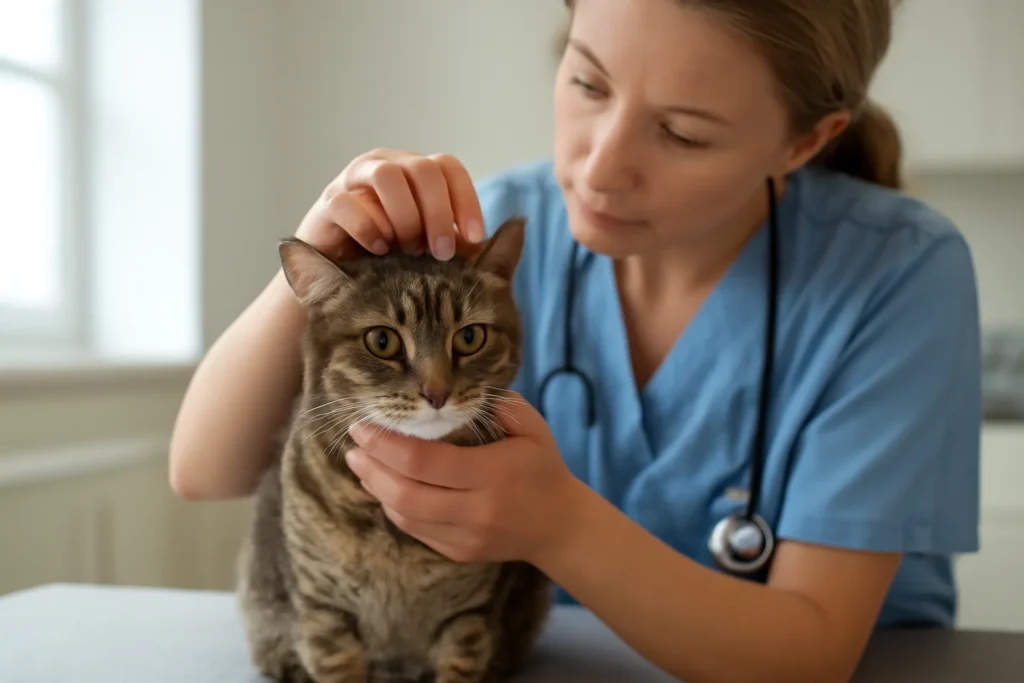 Consultation de neurologie pour chat — examen neurologique d’un chat