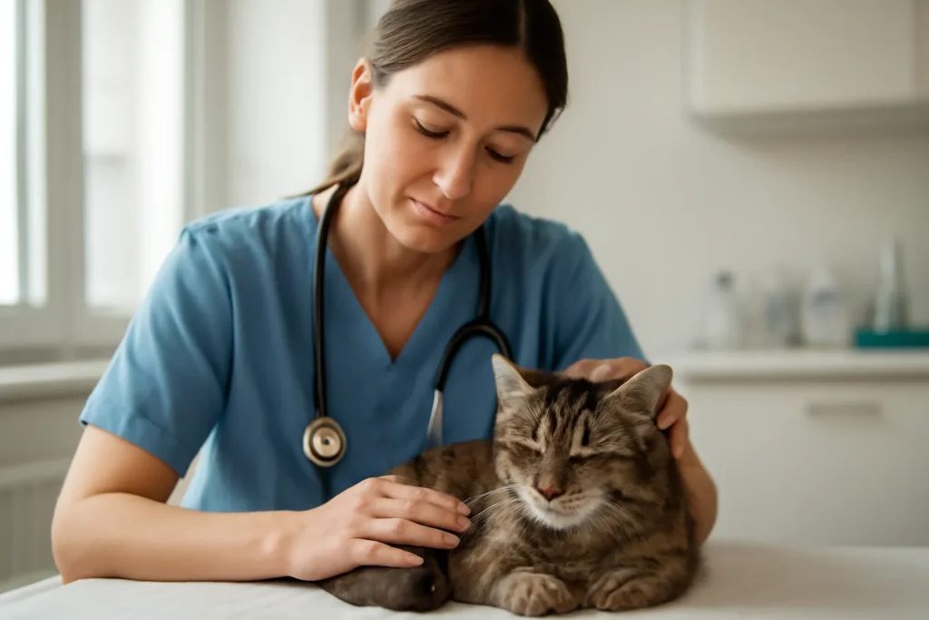 Euthanasie pour chat — accompagnement calme d’un chat en fin de vie
