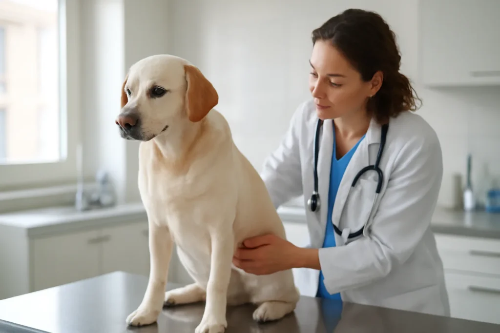 Opération des calculs urinaires chez le chien — examen de l’appareil urinaire d’un chien