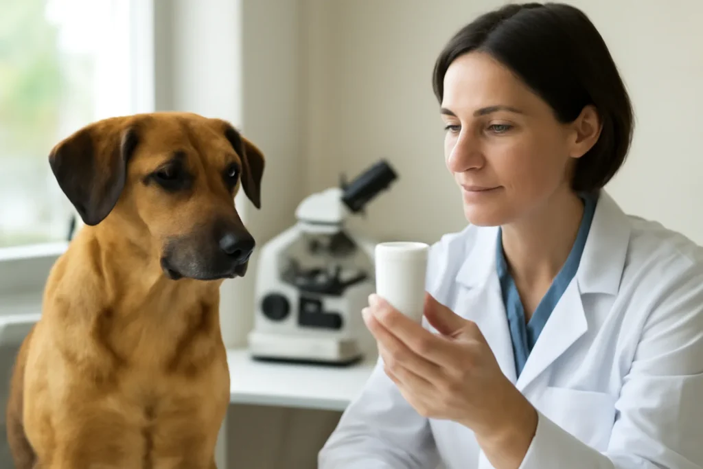 Analyse de selles chez le chien — analyse d’un échantillon en laboratoire vétérinaire