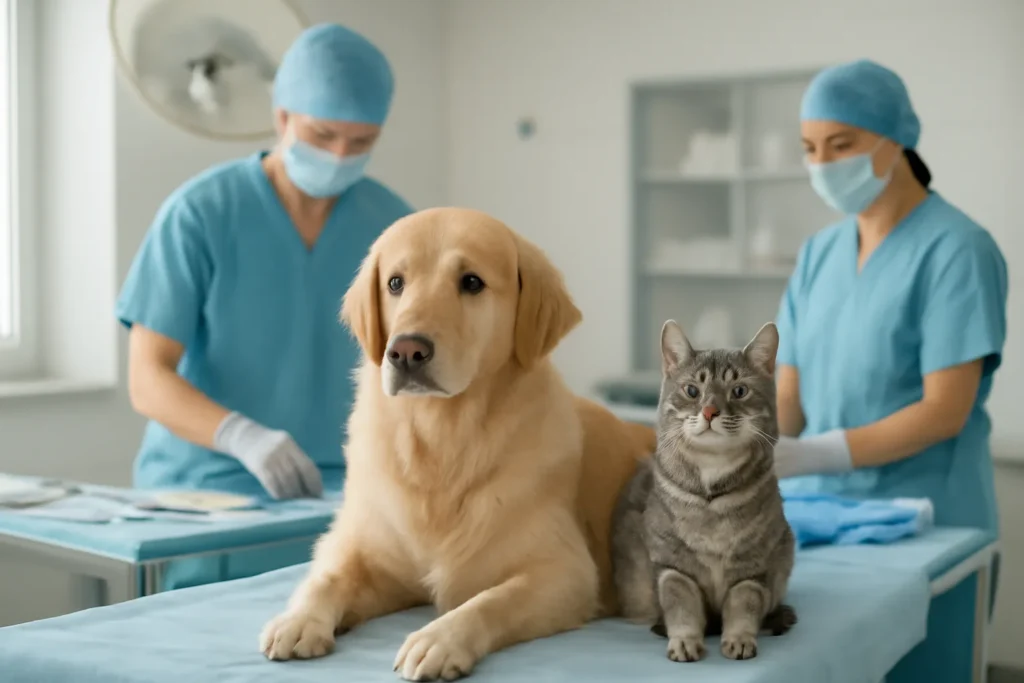 Préparation à une opération vétérinaire pour chien et chat