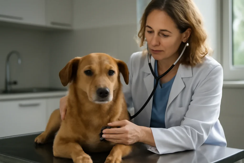 Prix du diagnostic et du traitement d’un souffle au cœur chez le chien en 2026 — examen cardiologique vétérinaire