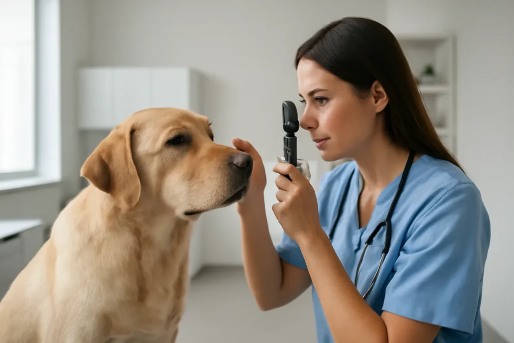 Prix d’une opération de luxation du cristallin chez le chien en 2026 — examen ophtalmologique vétérinaire