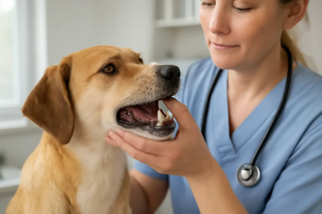 Prix du traitement d’un abcès dentaire chez le chien en 2026 — examen dentaire vétérinaire